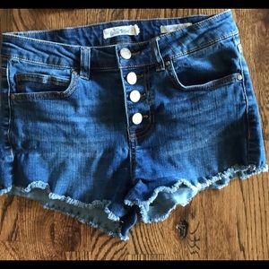 Wild Blue Button-Up Cut Off Shorts